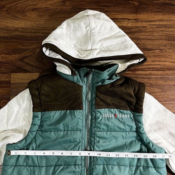 Guess Jeans Full Zip Up Hooded Long Sleeve Vest Jacket Boys Sz Large Blue - Picture 3 of 9